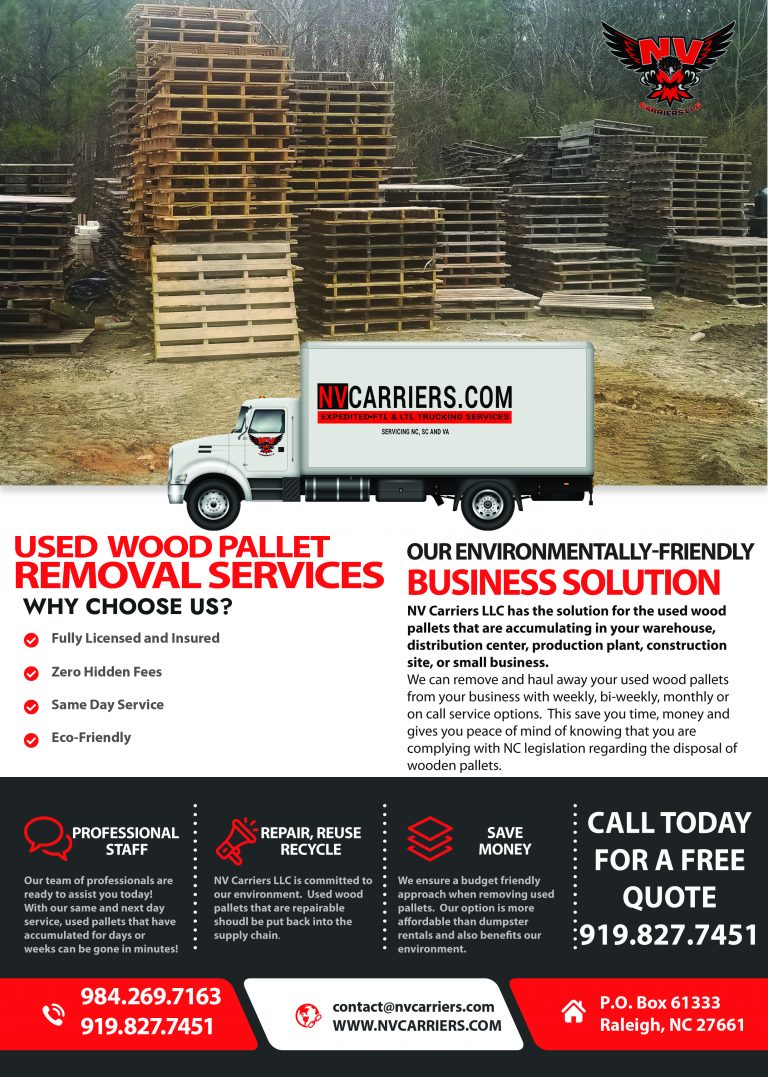 Used Wood Shipping Pallets Removal Services North Carolina